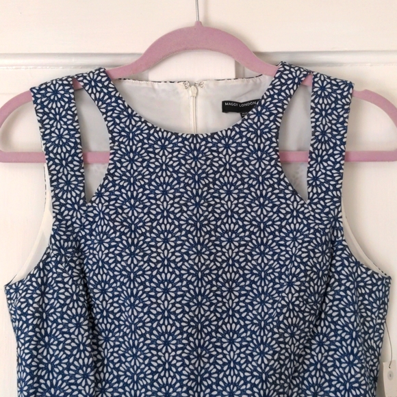 Gorgeous Navy and White Dress with Cutout Neckline Details (NWT!) - Picture 3 of 11